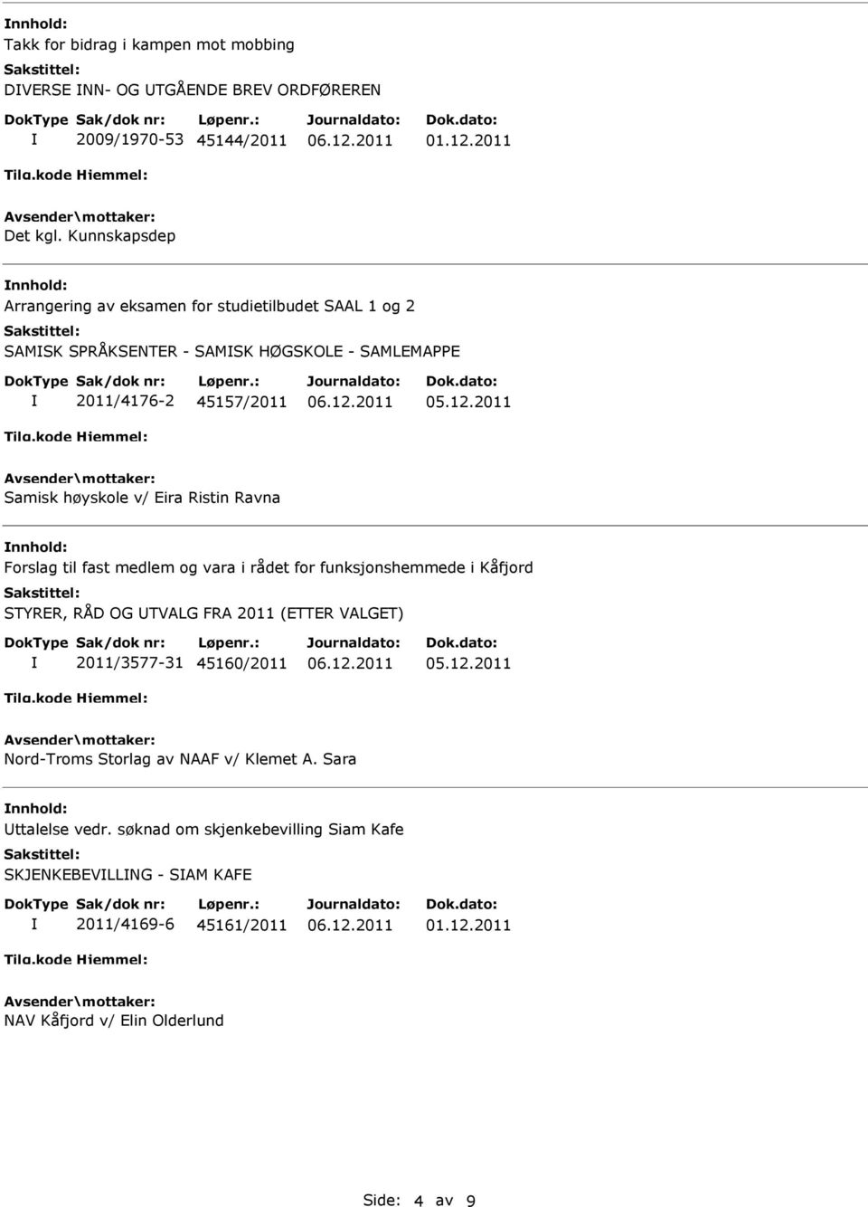 Eira Ristin Ravna Forslag til fast medlem og vara i rådet for funksjonshemmede i Kåfjord STYRER, RÅD OG TVALG FRA 2011 (ETTER VALGET) 2011/3577-31 45160/2011