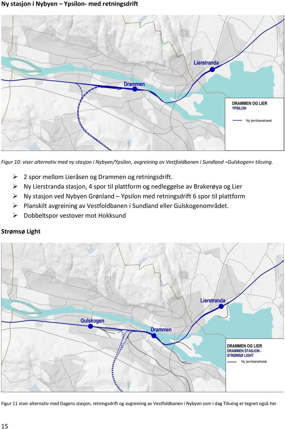 Ny Lierstranda stasjon, 4 spor til plattform og nedleggelse av Brakerøya og Lier Ny stasjon ved Nybyen Grønland Ypsilon med retningsdrift 6 spor til plattform