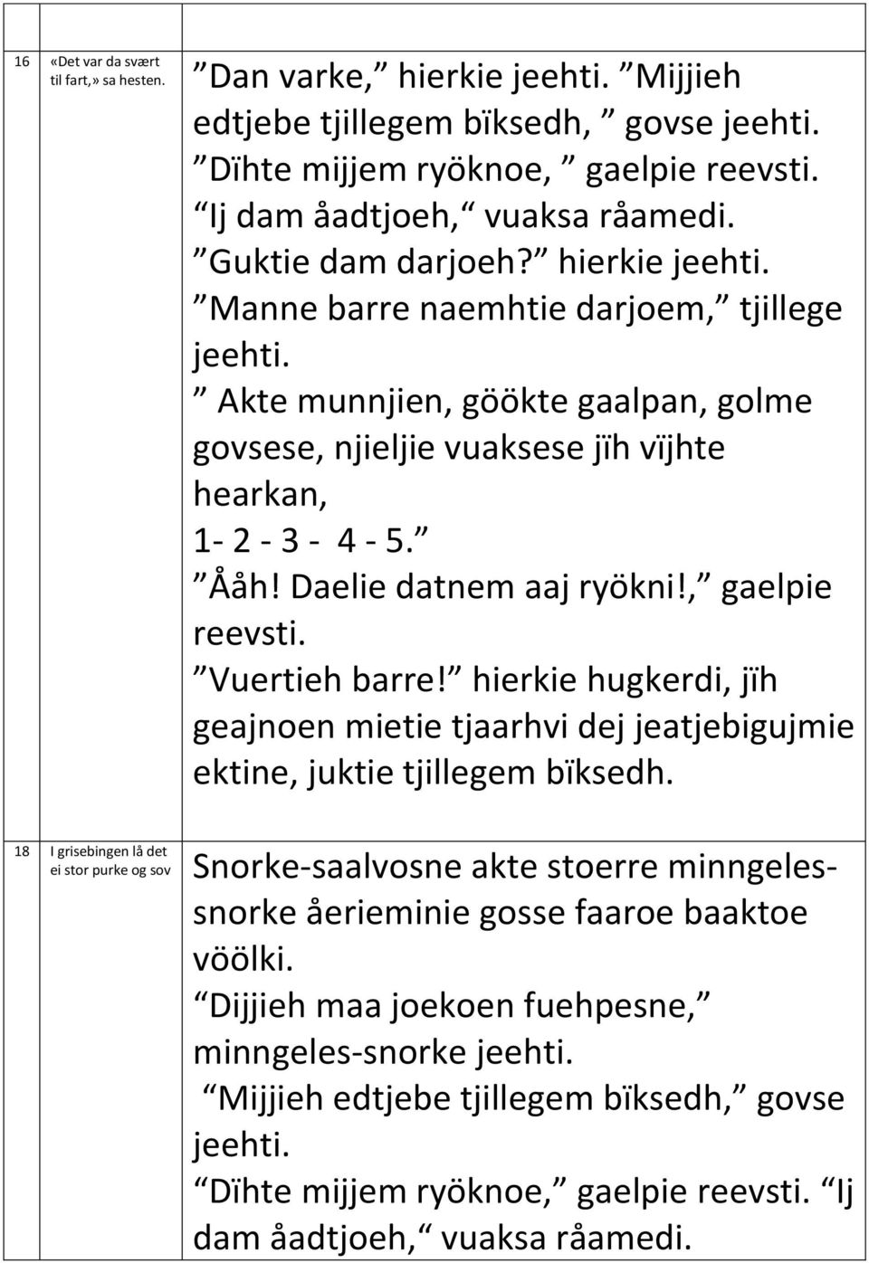 Daelie datnem aaj ryökni!, gaelpie reevsti. Vuertieh barre! hierkie hugkerdi, jïh geajnoen mietie tjaarhvi dej jeatjebigujmie ektine, juktie tjillegem bïksedh.