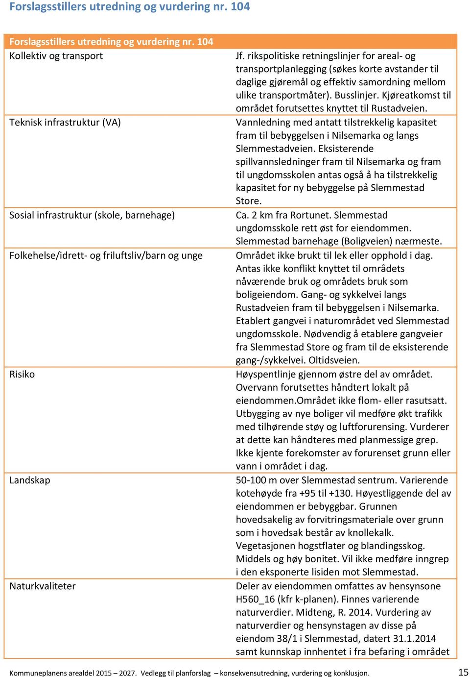 rikspolitiske retningslinjer for areal- og transportplanlegging (søkes korte avstander til daglige gjøremål og effektiv samordning mellom ulike transportmåter). Busslinjer.