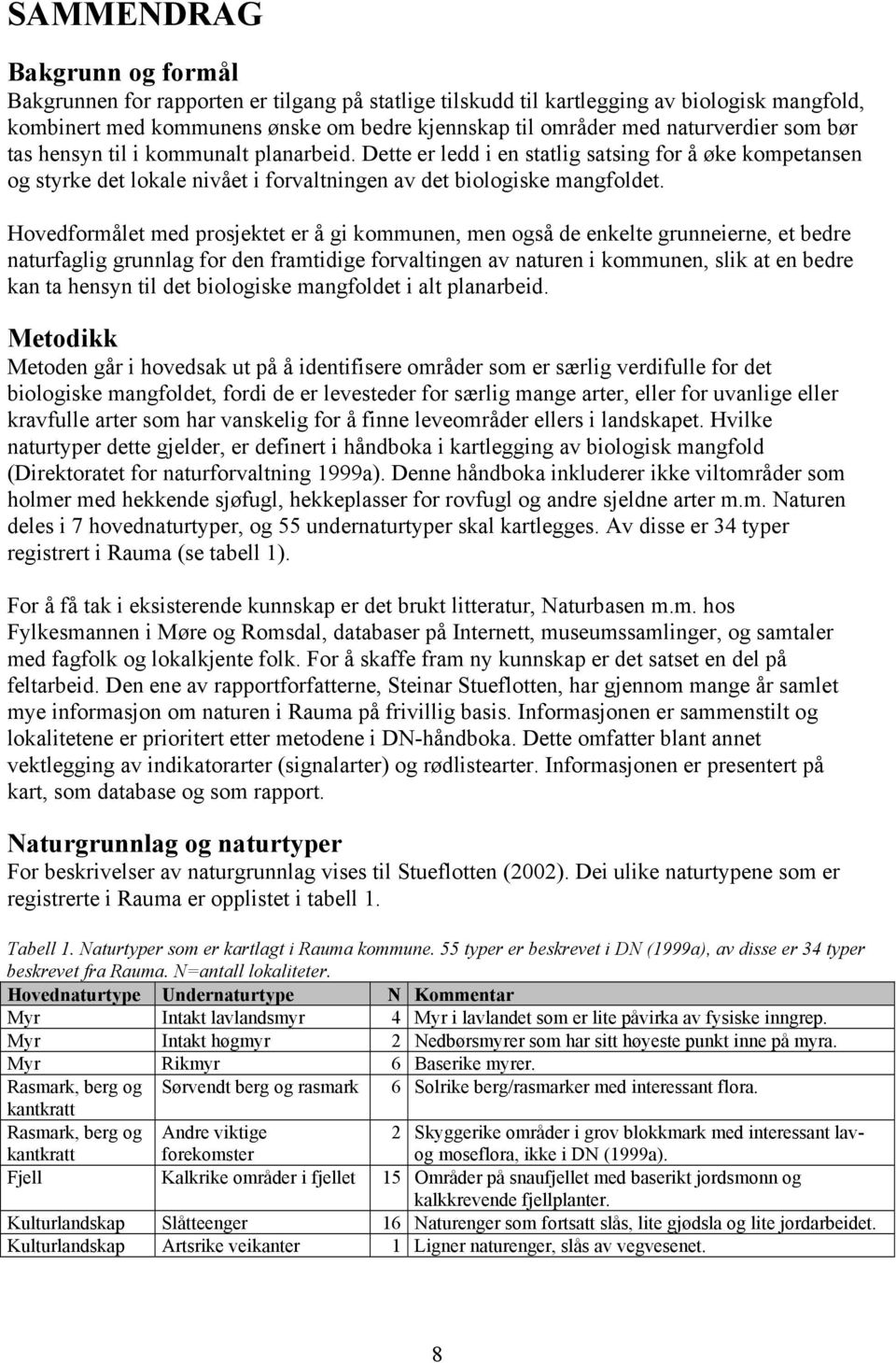 Hovedformålet med prosjektet er å gi kommunen, men også de enkelte grunneierne, et bedre naturfaglig grunnlag for den framtidige forvaltingen av naturen i kommunen, slik at en bedre kan ta hensyn til