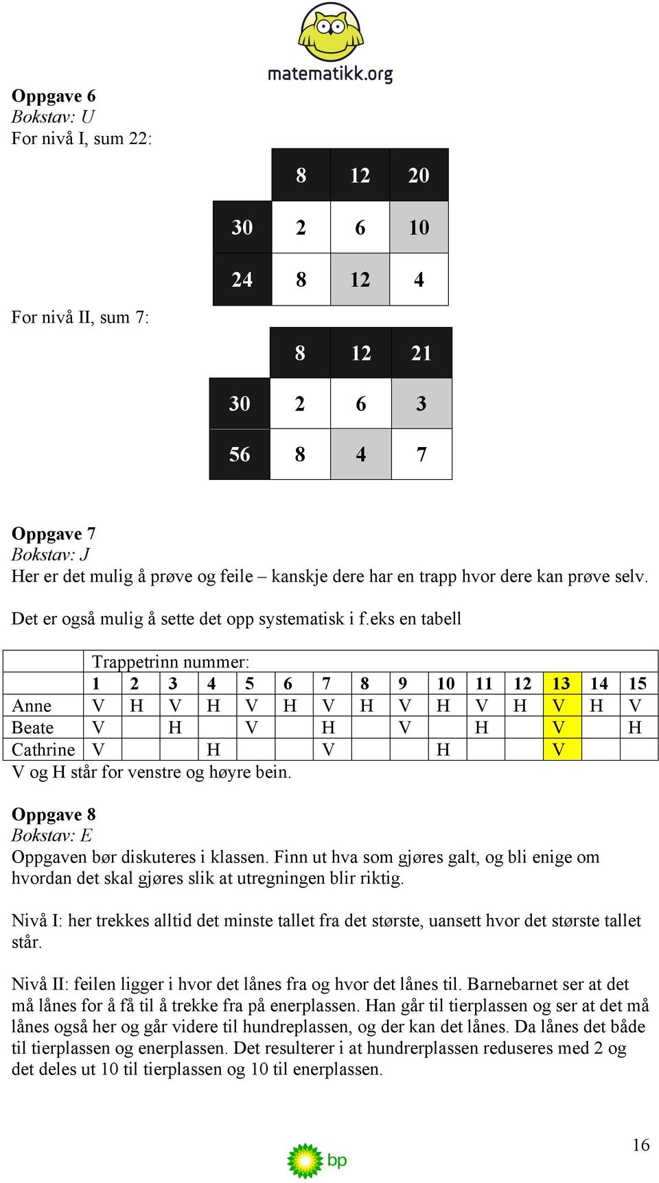 eks en tabell Trappetrinn nummer: 1 2 3 4 5 6 7 8 9 10 11 12 13 14 15 Anne V H V H V H V H V H V H V H V Beate V H V H V H V H Cathrine V H V H V V og H står for venstre og høyre bein.