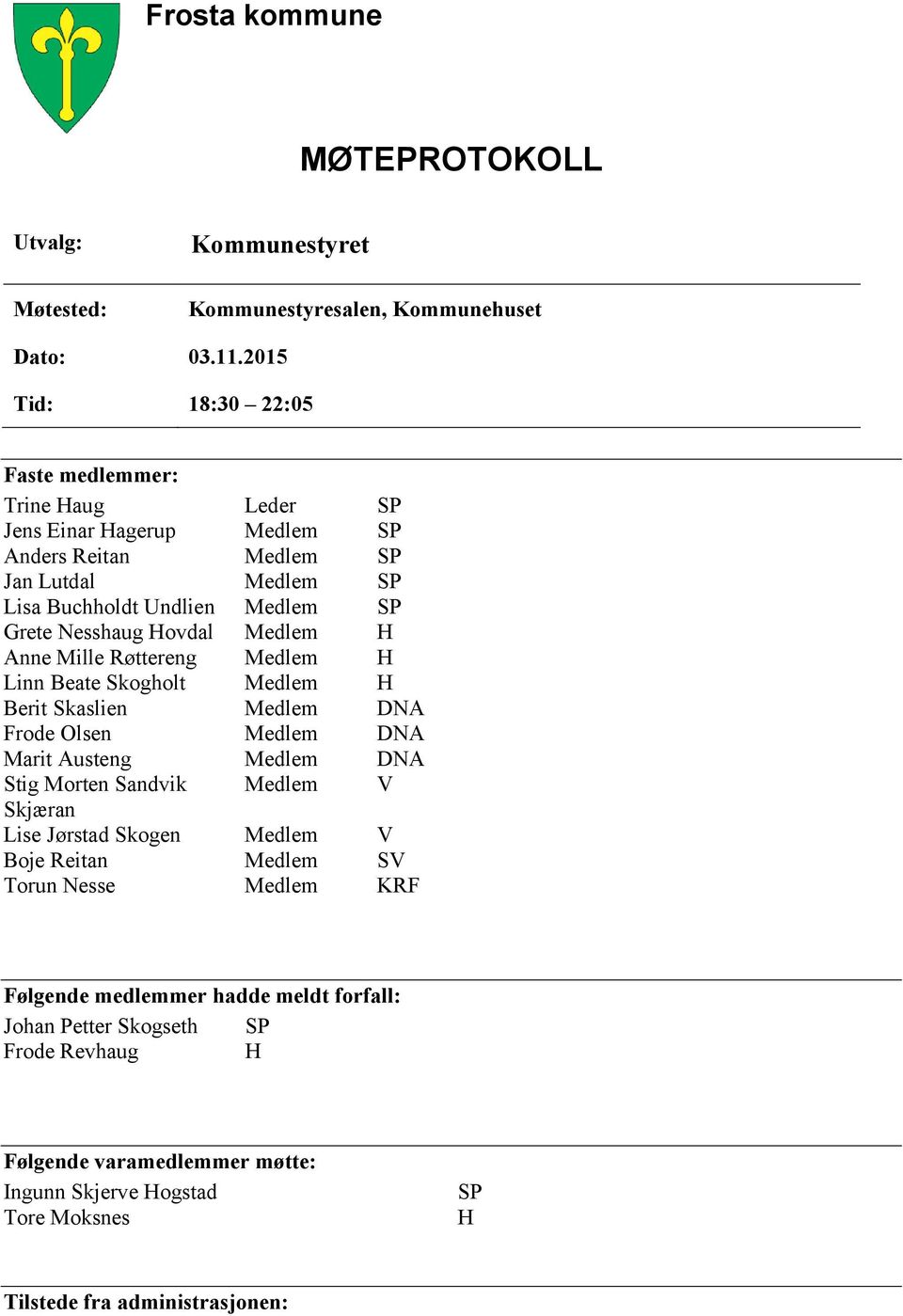 Hovdal Medlem H Anne Mille Røttereng Medlem H Linn Beate Skogholt Medlem H Berit Skaslien Medlem DNA Frode Olsen Medlem DNA Marit Austeng Medlem DNA Stig Morten Sandvik Medlem V