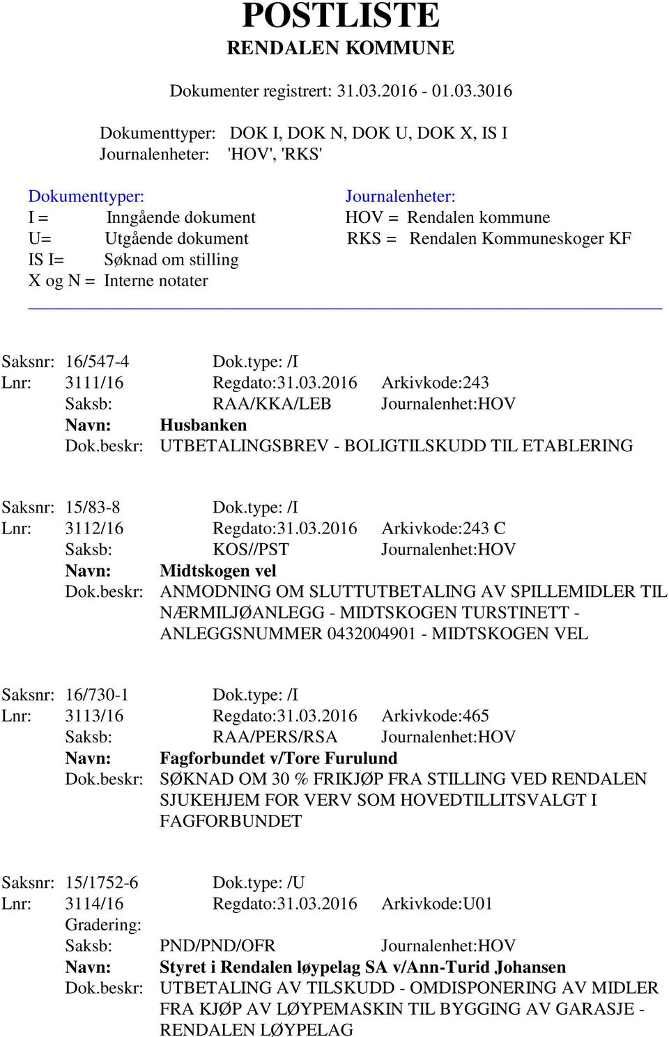 beskr: ANMODNING OM SLUTTUTBETALING AV SPILLEMIDLER TIL NÆRMILJØANLEGG - MIDTSKOGEN TURSTINETT - ANLEGGSNUMMER 0432004901 - MIDTSKOGEN VEL Saksnr: 16/730-1 Dok.type: /I Lnr: 3113/16 Regdato:31.03.