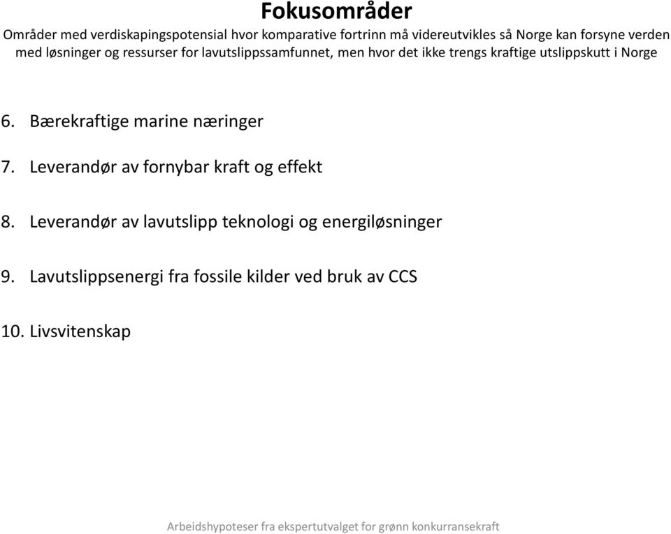 Bærekraftige marine næringer 7. Leverandør av fornybar kraft og effekt 8.