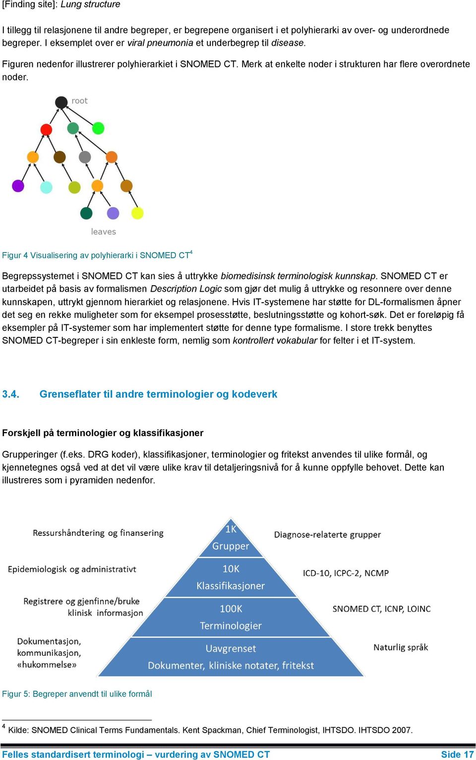 Figur 4 Visualisering av polyhierarki i SNOMED CT 4 Begrepssystemet i SNOMED CT kan sies å uttrykke biomedisinsk terminologisk kunnskap.