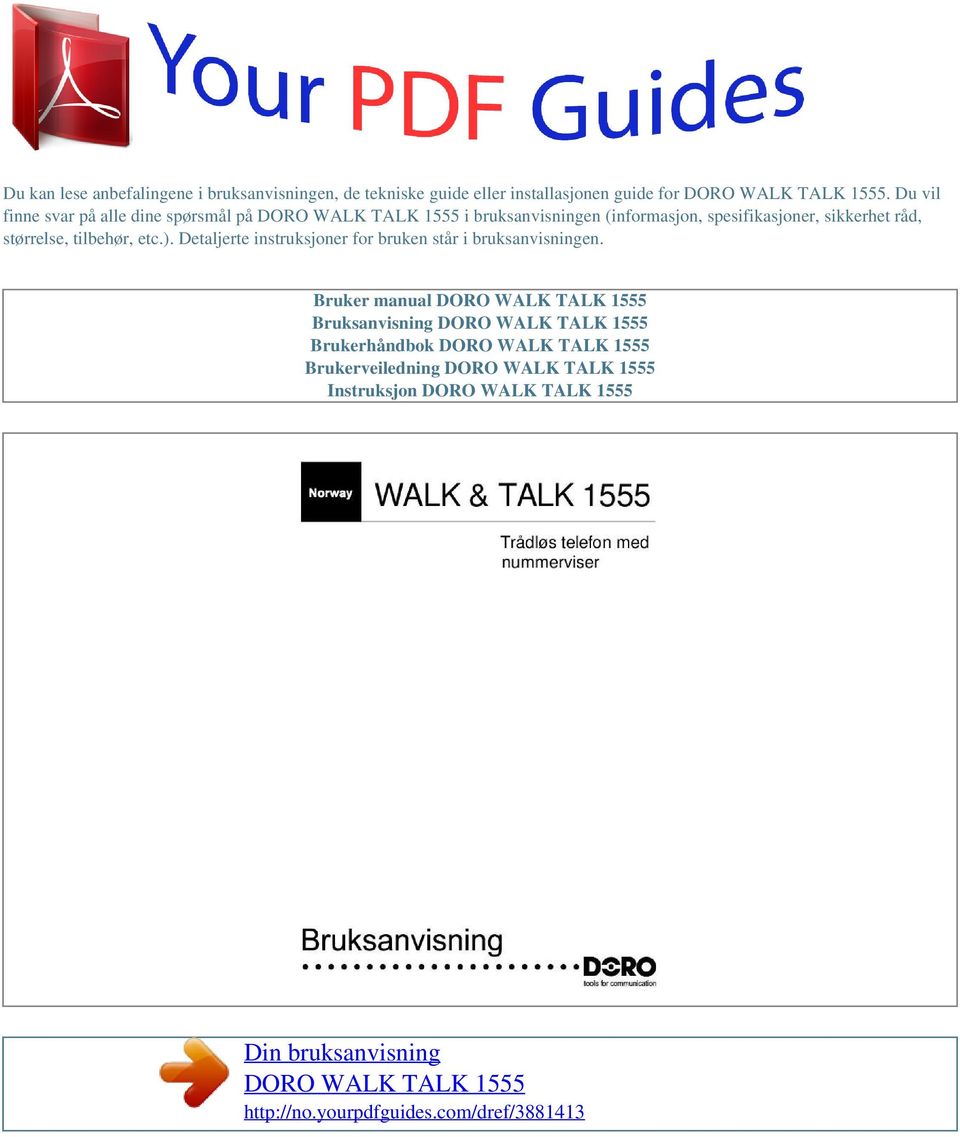 Din bruksanvisning DORO WALK TALK - PDF Gratis nedlasting