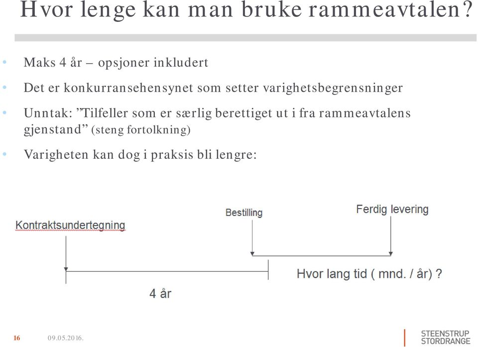 varighetsbegrensninger Unntak: Tilfeller som er særlig berettiget