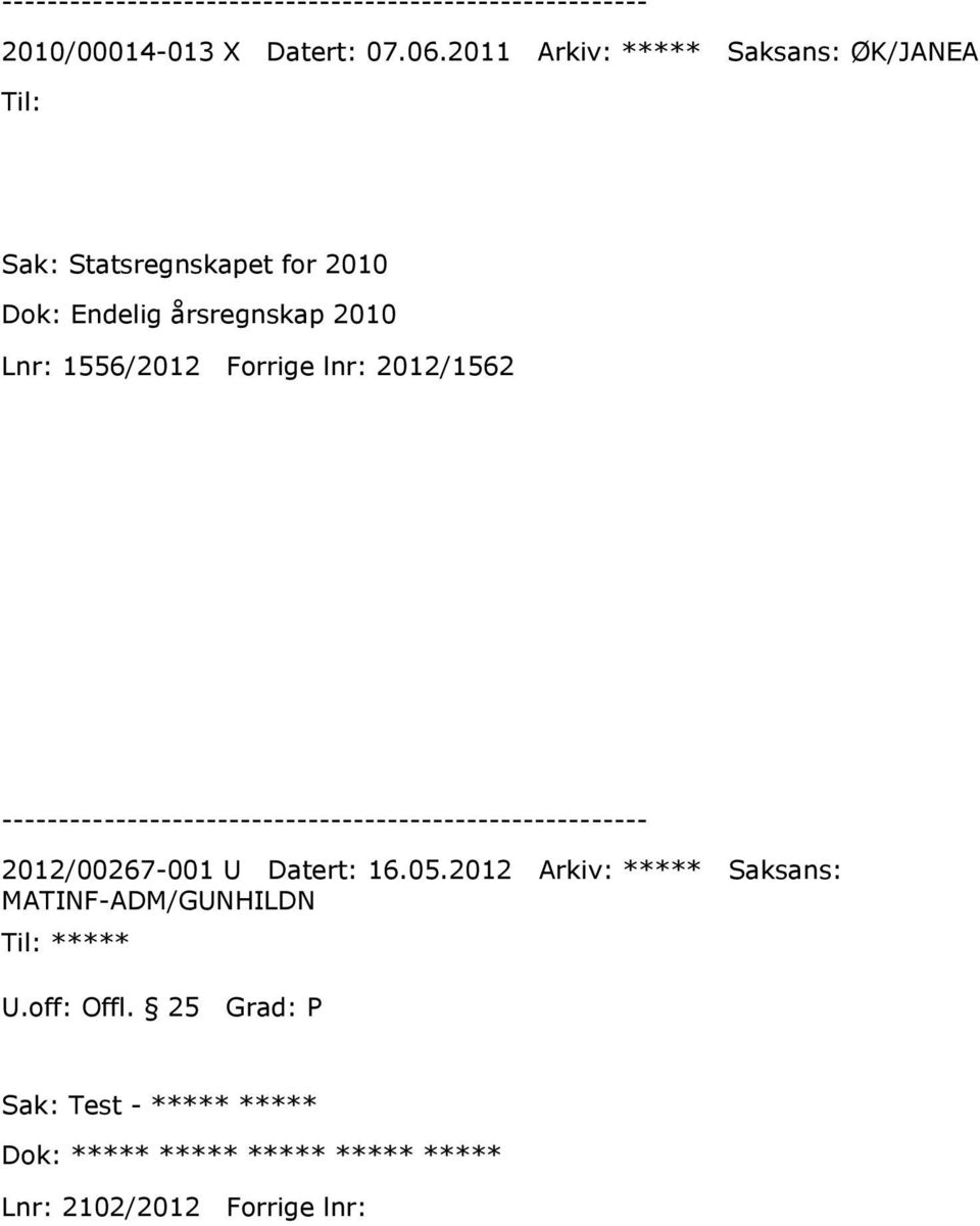 årsregnskap 2010 Lnr: 1556/2012 Forrige lnr: 2012/1562 2012/00267-001 U Datert: 16.05.