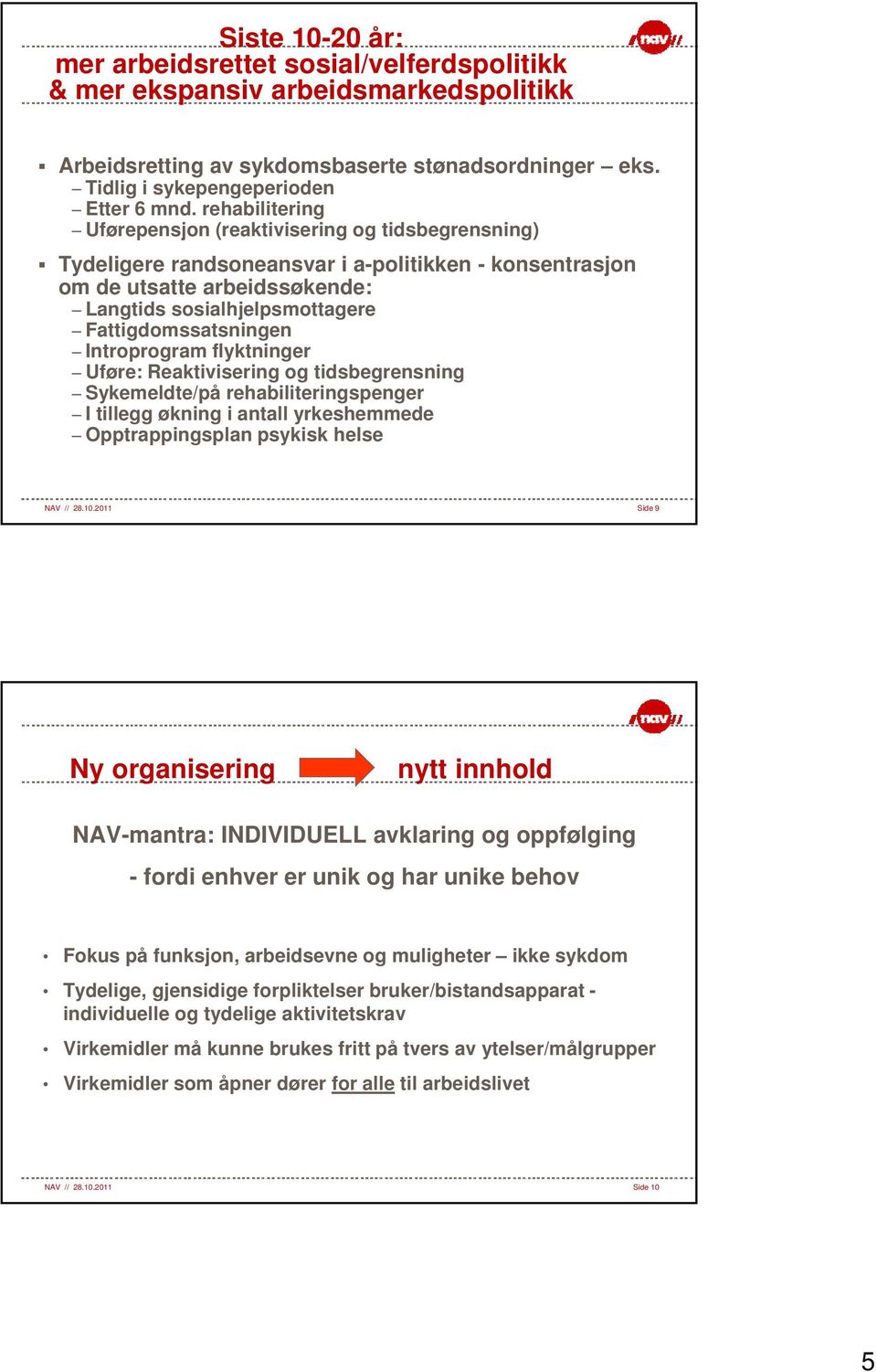 Fattigdomssatsningen Introprogram flyktninger Uføre: Reaktivisering og tidsbegrensning Sykemeldte/på rehabiliteringspenger I tillegg økning i antall yrkeshemmede Opptrappingsplan psykisk helse NAV //