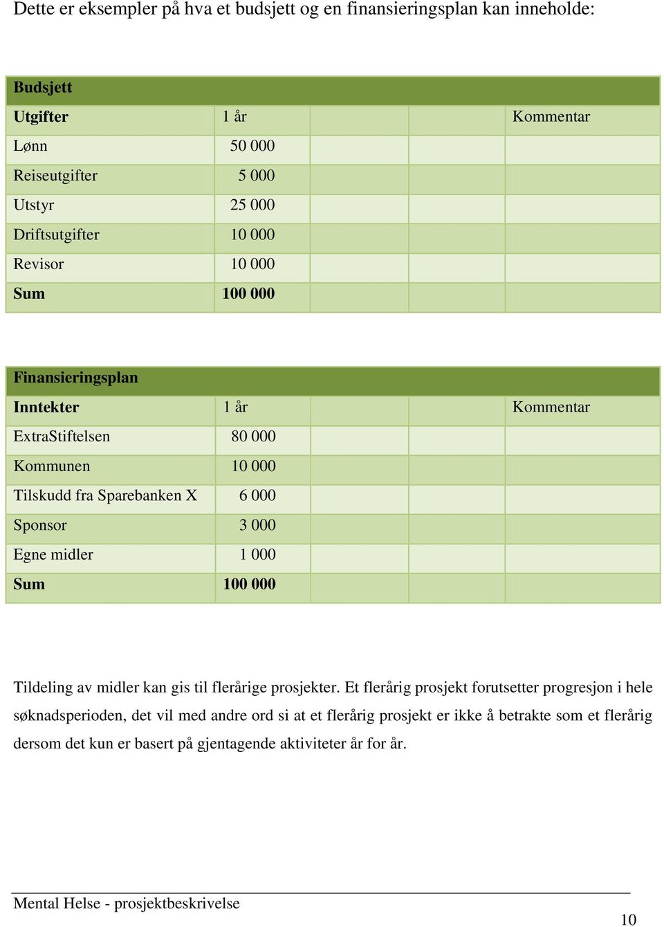 6 000 Sponsor 3 000 Egne midler 1 000 Sum 100 000 Tildeling av midler kan gis til flerårige prosjekter.