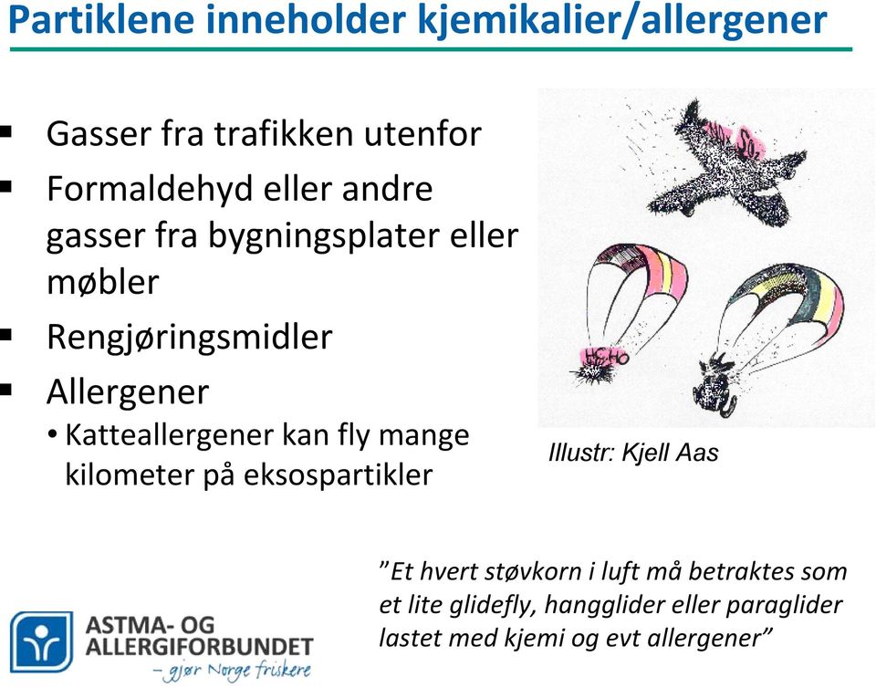 kan fly mange kilometer på eksospartikler Illustr: Kjell Aas Et hvert støvkorn i luft må