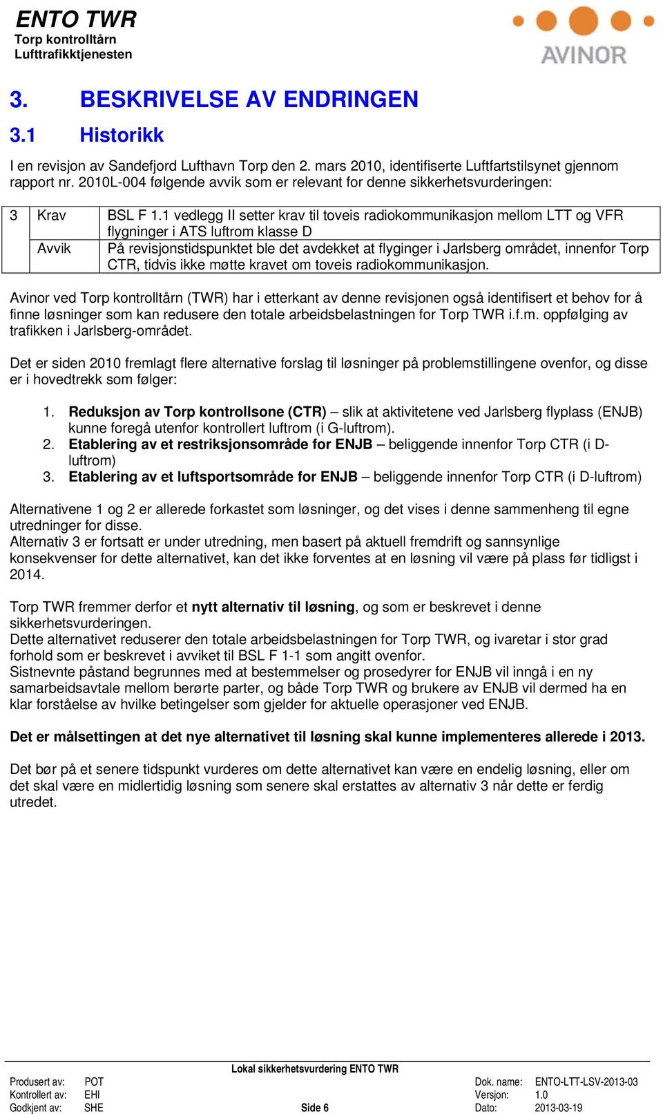 1 vedlegg II setter krav til toveis radiokommunikasjon mellom LTT og VFR flygninger i ATS luftrom klasse D Avvik På revisjonstidspunktet ble det avdekket at flyginger i Jarlsberg området, innenfor