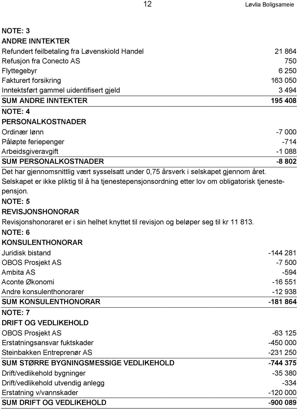 gjennomsnittlig vært sysselsatt under 0,75 årsverk i selskapet gjennom året. Selskapet er ikke pliktig til å ha tjenestepensjonsordning etter lov om obligatorisk tjenestepensjon.