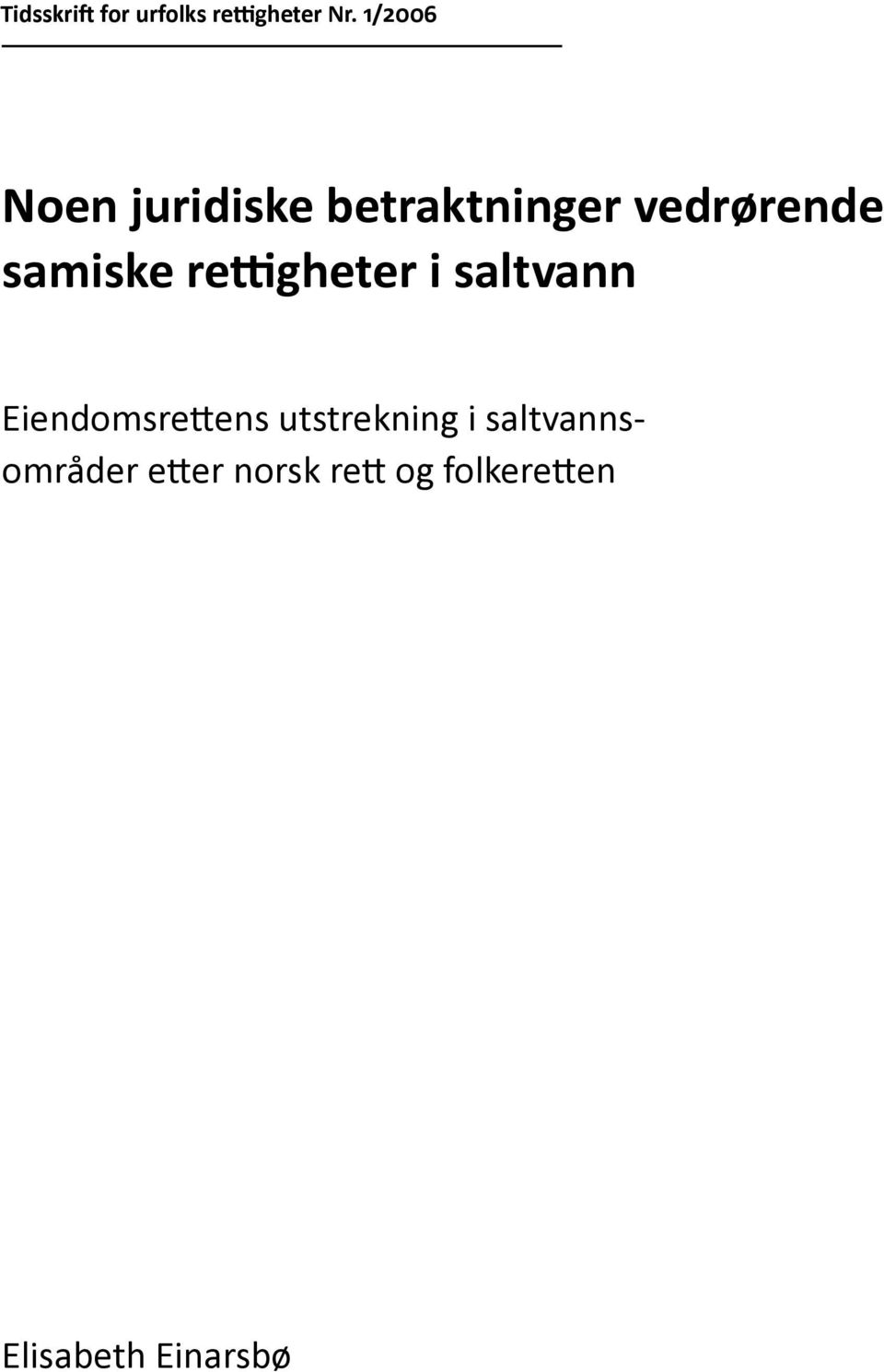 samiske rettigheter i saltvann Eiendomsrettens