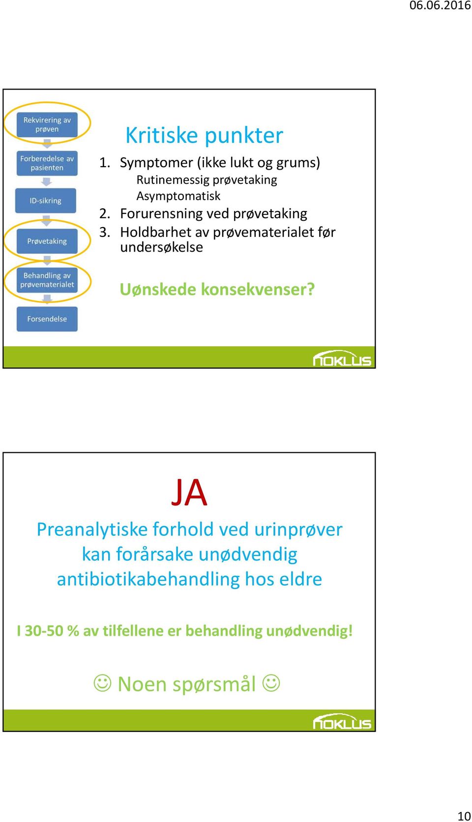 Forurensning ved prøvetaking 3.