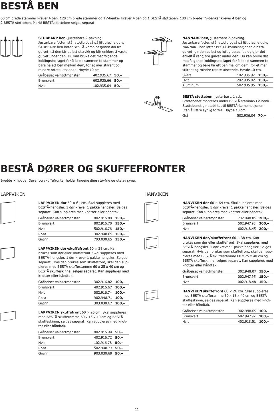 STUBBARP ben løfter BESTÅ-kombinasjonen din fra gulvet, så den får et lett uttrykk og blir enklere å vaske gulvet under den.