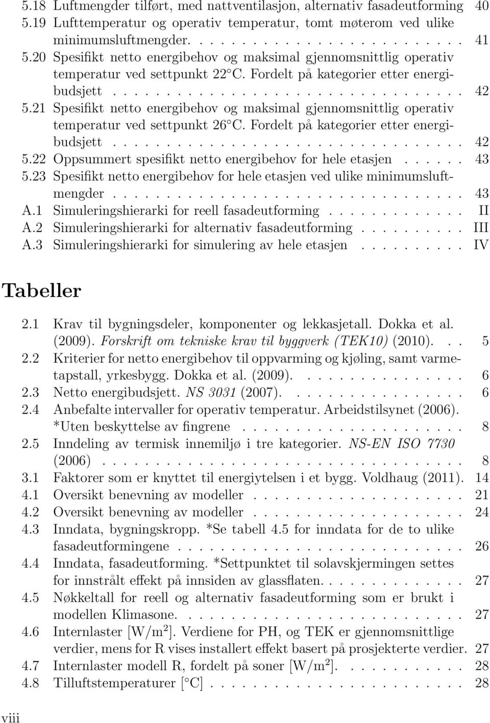 21 Spesifikt netto energibehov og maksimal gjennomsnittlig operativ temperatur ved settpunkt 26 C. Fordelt på kategorier etter energibudsjett................................. 42 5.