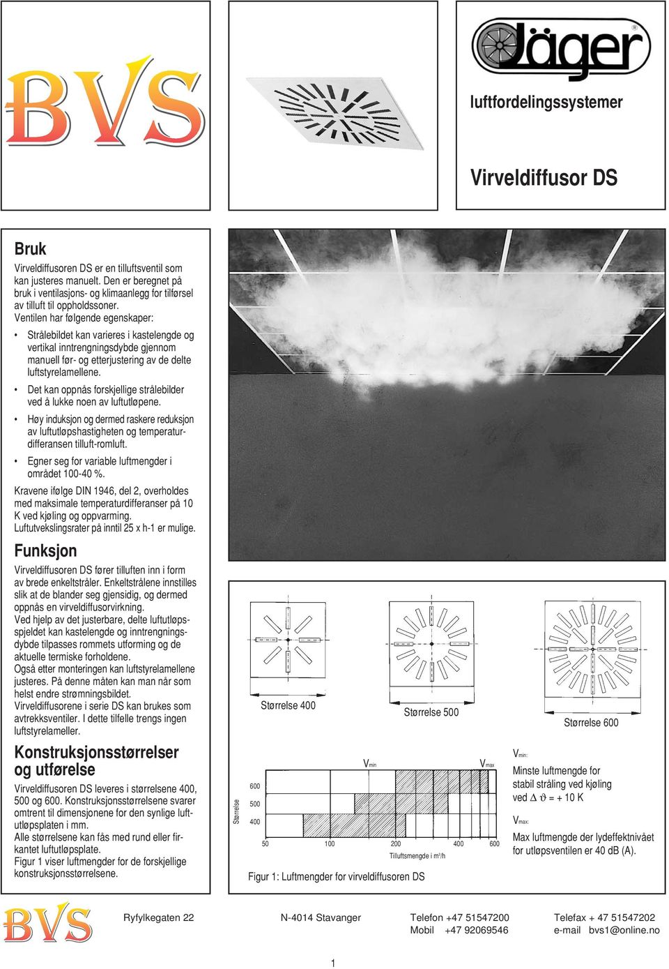 Ventilen har følgende egenskaper: Strålebildet kan varieres i kastelengde og vertikal inntrengningsdybde gjennom manuell før- og etterjustering av de delte luftstyrelamellene.