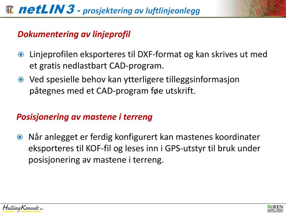 Ved spesielle behov kan ytterligere tilleggsinformasjon påtegnes med et CAD-program føe utskrift.