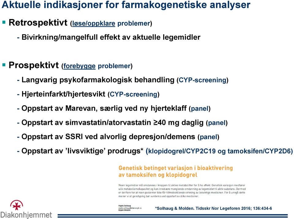 av Marevan, særlig ved ny hjerteklaff (panel) - Oppstart av simvastatin/atorvastatin 40 mg daglig (panel) - Oppstart av SSRI ved alvorlig