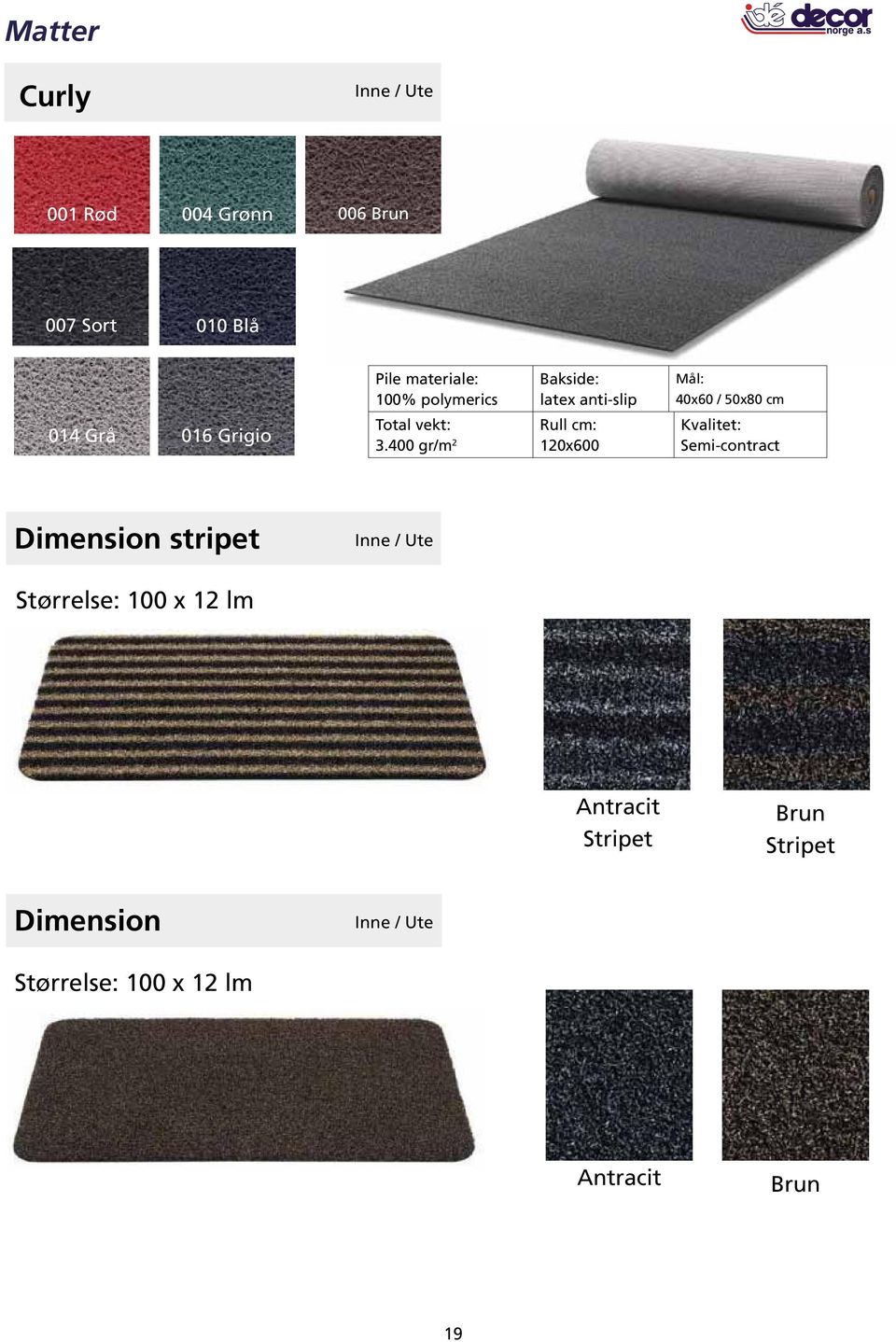 400 gr/m 2 120x600 Mål: 40x60 / 50x80 cm Kvalitet: Semi-contract Dimension stripet