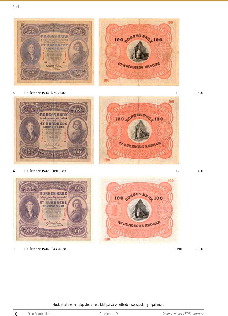 C0919583 1-400 7 100 kroner 1944.
