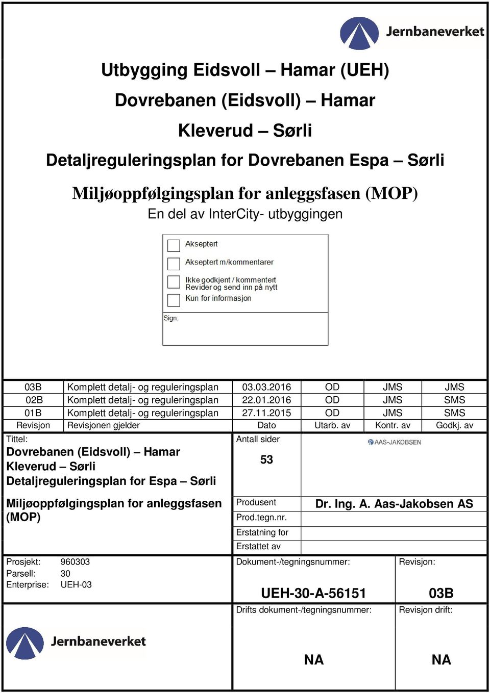 av Tittel: Dovrebanen (Eidsvoll) Hamar Detaljreguleringsplan for Espa Sørli anleggsfasen (MOP) An