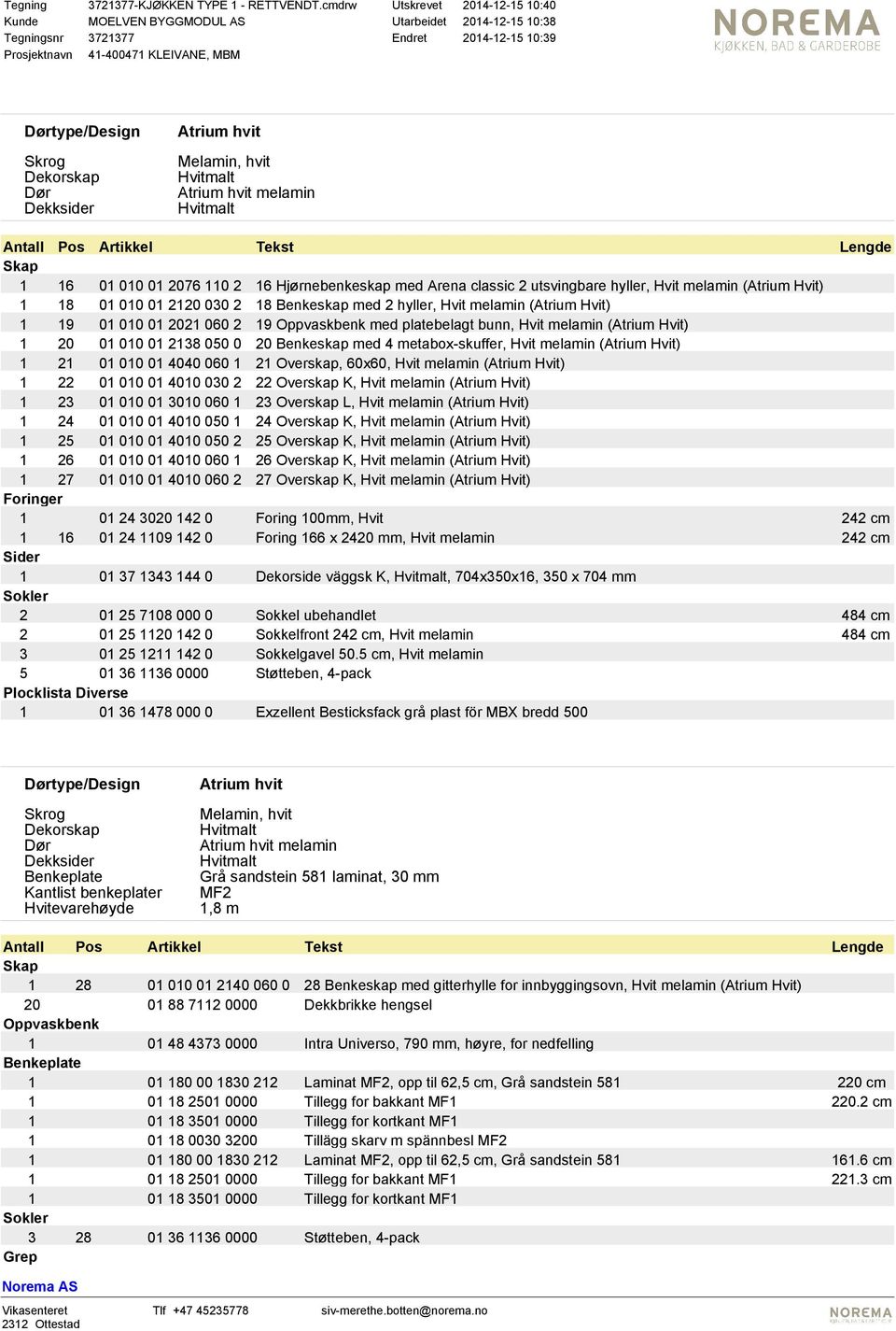 2 Hjørnebenkeskap med Arena classic 2 utsvingbare hyller, Hvit melamin (Atrium Hvit) 1 18 01 010 01 2120 030 2 18 Benkeskap med 2 hyller, Hvit melamin (Atrium Hvit) 1 19 01 010 01 2021 060 2 19