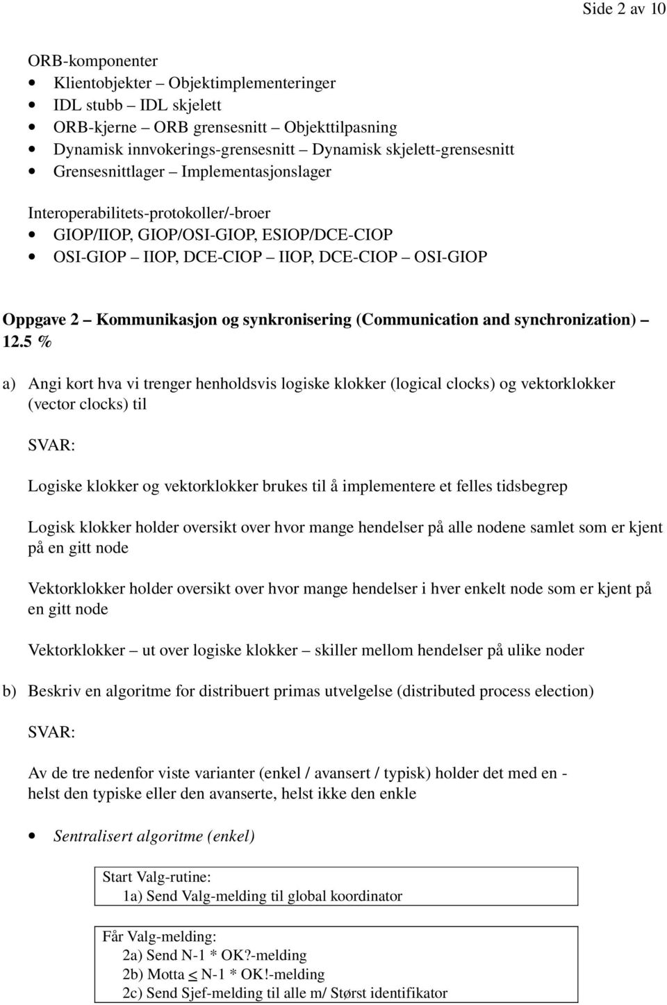 synkronisering (Communication and synchronization) 12.