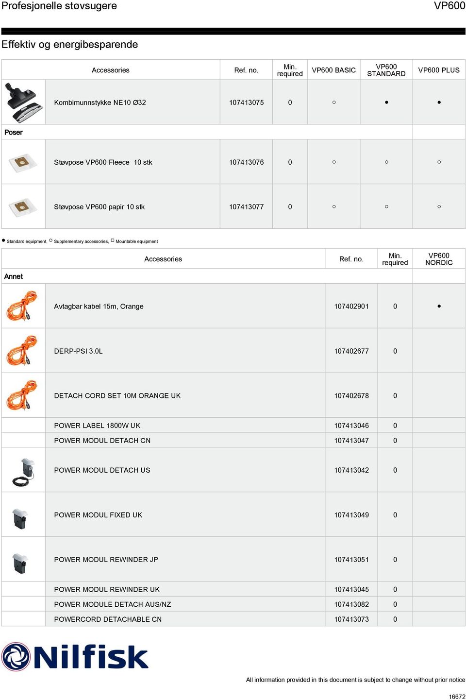 0L 107402677 0 DETACH CORD SET 10M ORANGE UK 107402678 0 POWER LABEL 1800W UK 107413046 0 POWER MODUL DETACH CN 107413047 0 POWER MODUL DETACH US