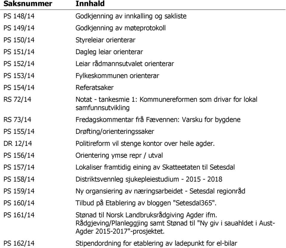 samfunnsutvikling Fredagskommentar frå Fævennen: Varsku for bygdene Drøfting/orienteringssaker Politireform vil stenge kontor over heile agder.