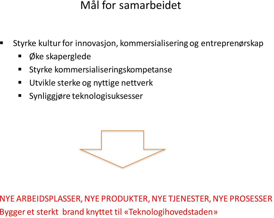 sterke og nyttige nettverk Synliggjøre teknologisuksesser NYE ARBEIDSPLASSER, NYE