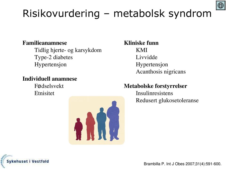 funn KMI Livvidde Hypertensjon Acanthosis nigricans Metabolske forstyrrelser