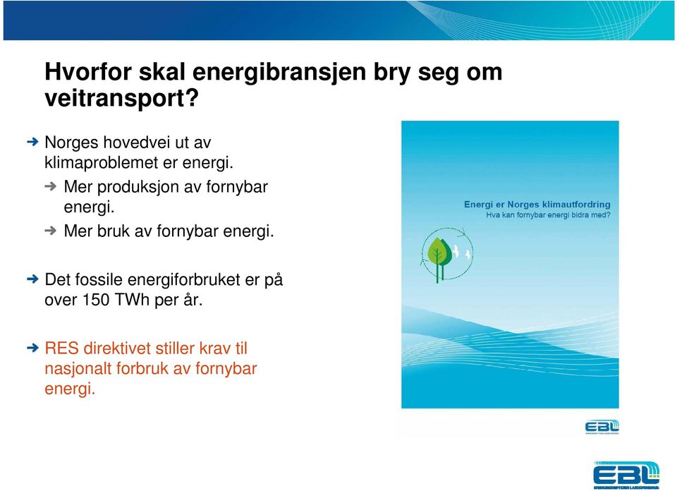 Mer produksjon av fornybar energi. Mer bruk av fornybar energi.