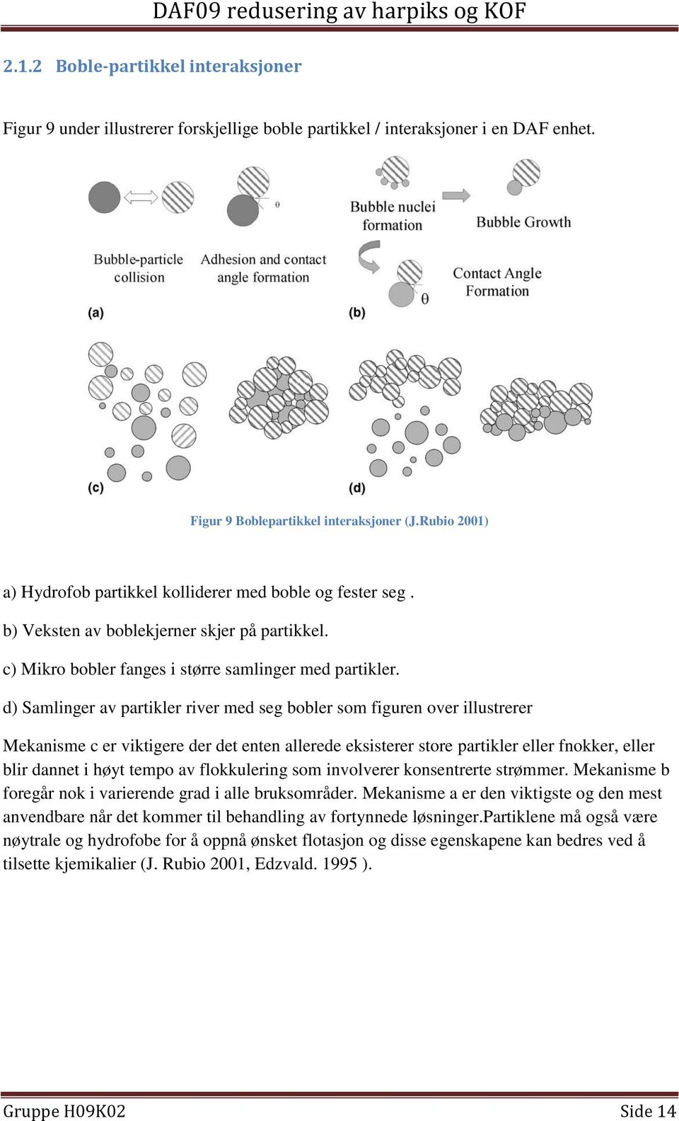 d) Samlinger av partikler river med seg bobler som figuren over illustrerer Mekanisme c er viktigere der det enten allerede eksisterer store partikler eller fnokker, eller blir dannet i høyt tempo av