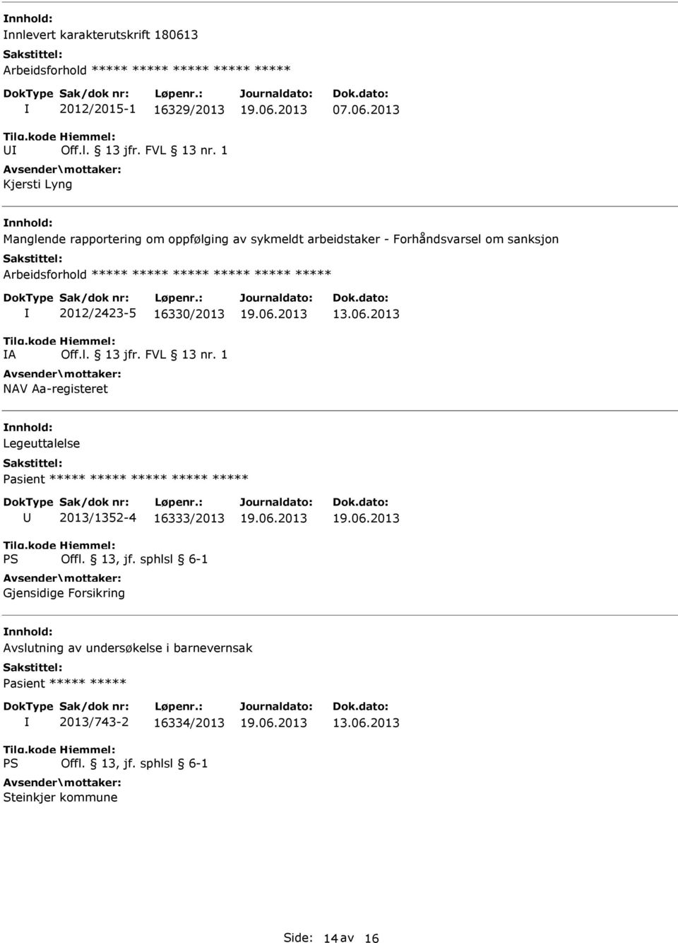 2013 Manglende rapportering om oppfølging av sykmeldt arbeidstaker - Forhåndsvarsel om sanksjon ***** A 2012/2423-5 16330/2013