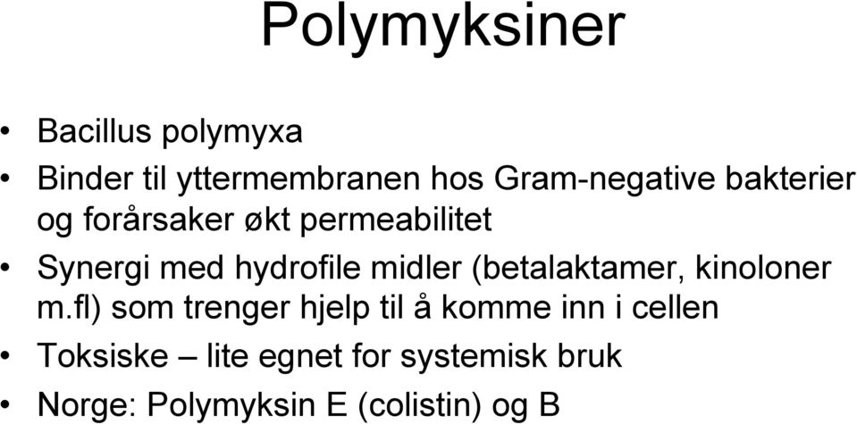 hydrofile midler (betalaktamer, kinoloner m.