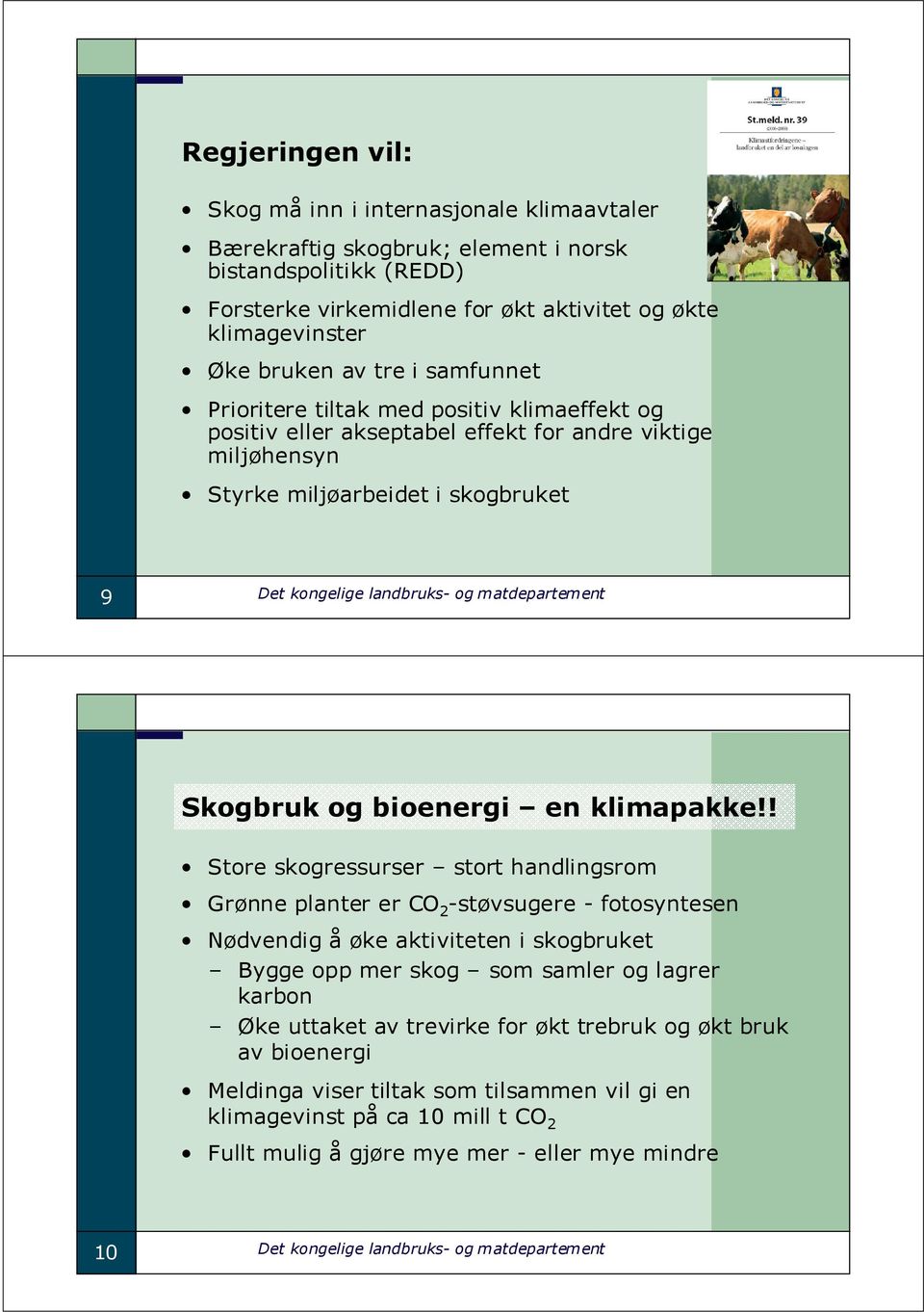 matdepartement Skogbruk og bioenergi en klimapakke!