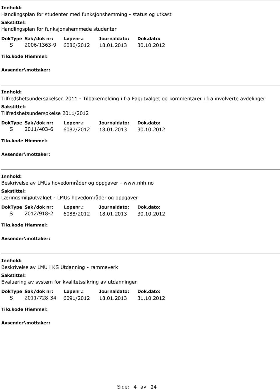 2011/403-6 6087/2012 30.10.2012 Beskrivelse av LMUs hovedområder og oppgaver - www.nhh.