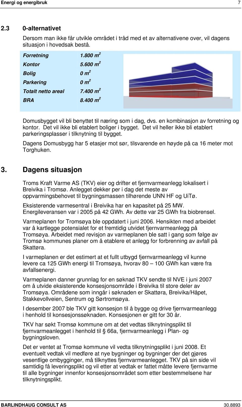 Det vil ikke bli etablert boliger i bygget. Det vil heller ikke bli etablert parkeringsplasser i tilknytning til bygget.