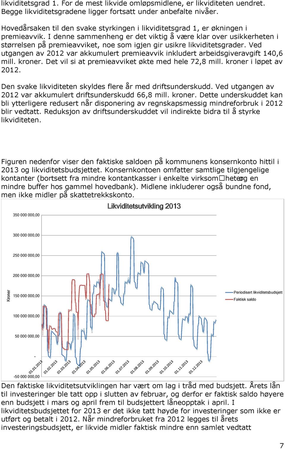 I denne sammenheng er det viktig å være klar over usikkerheten i størrelsen på premieavviket, noe som igjen gir usikre likviditetsgrader.