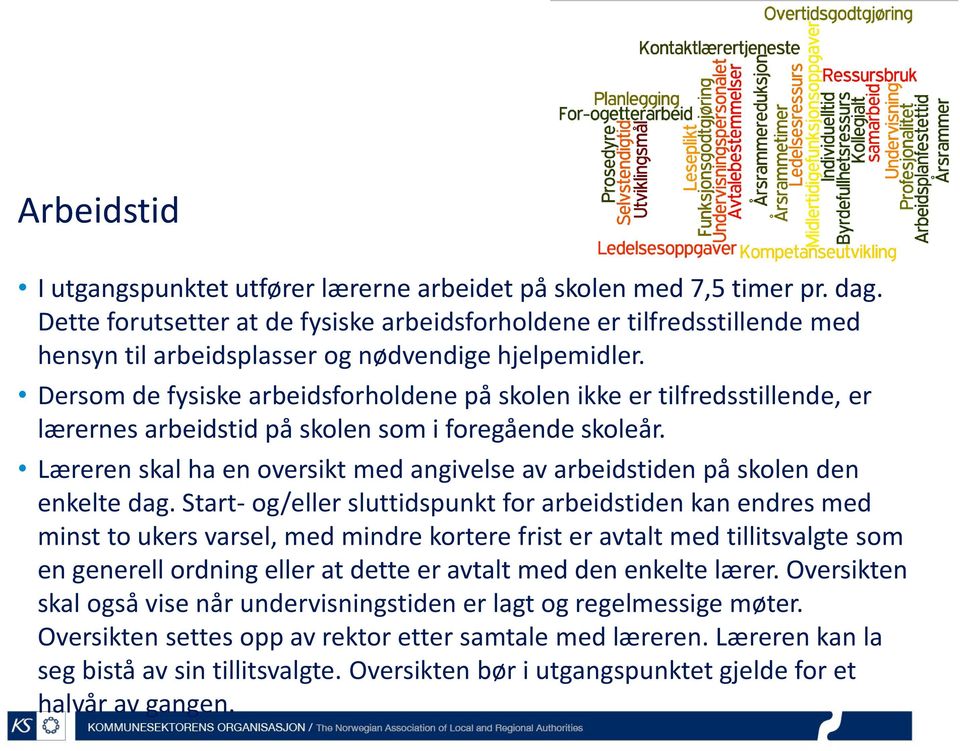 Dersom de fysiske arbeidsforholdene på skolen ikke er tilfredsstillende, er lærernes arbeidstid på skolen som i foregående skoleår.