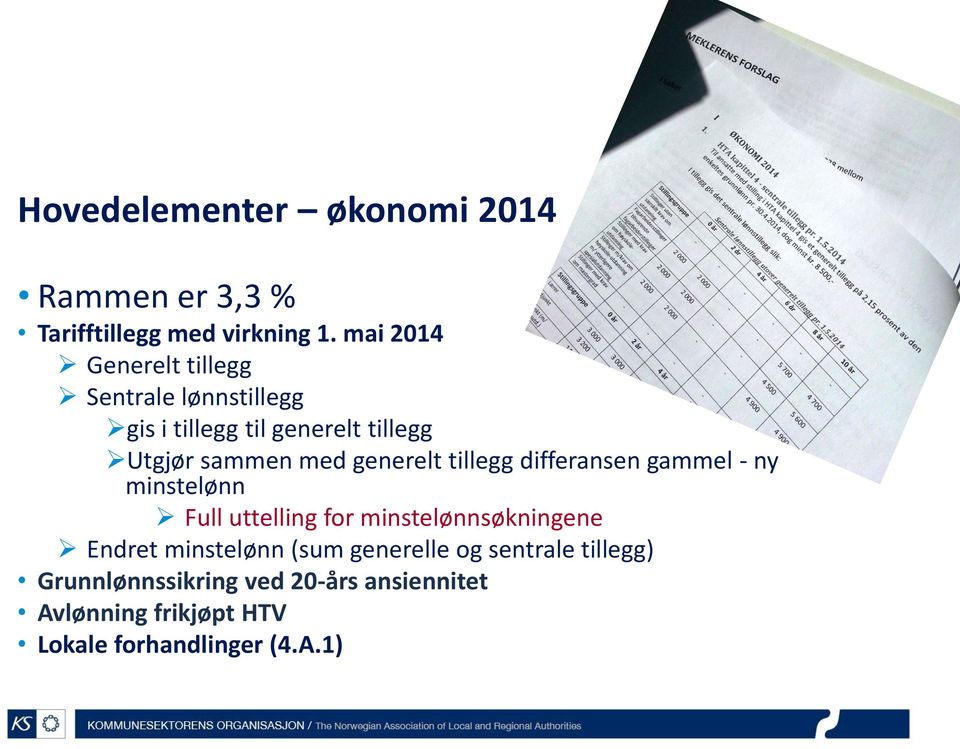 generelt tillegg differansen gammel - ny minstelønn Full uttelling for minstelønnsøkningene Endret