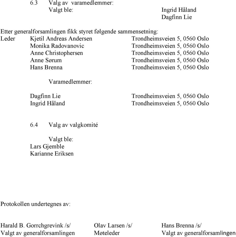 Varamedlemmer: Dagfinn Lie Ingrid Håland 6.