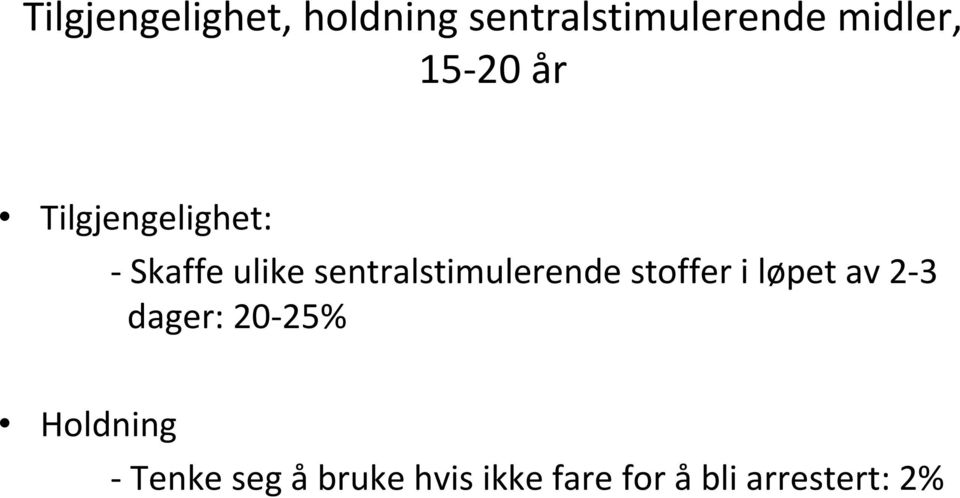 sentralstimulerende stoffer i løpet av 2 3 dager: 20