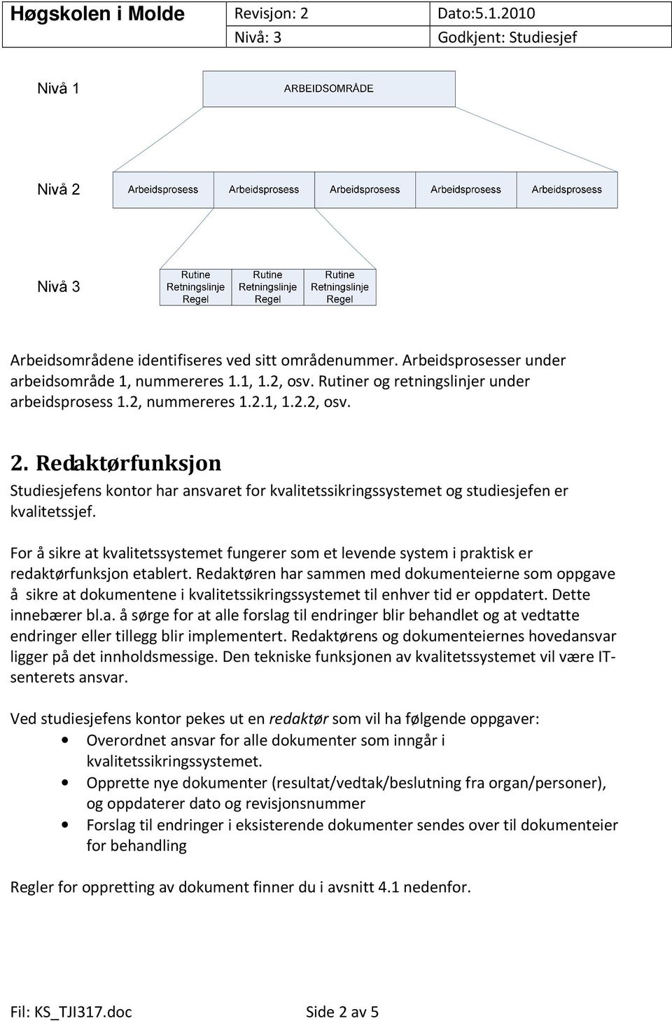 For å sikre at kvalitetssystemet fungerer som et levende system i praktisk er redaktørfunksjon etablert.