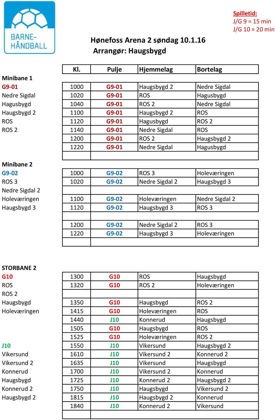 Hagusbygd ROS 2 ROS 2 1140 G9-01 Nedre Sigdal ROS 1200 G9-01 ROS 2 Haugsbygd 2 1220 G9-01 Nedre Sigdal Hagusbygd Minibane 2 G9-02 1000 G9-02 ROS 3 Holeværingen ROS 3 1020 G9-02 Nedre Sigdal 2