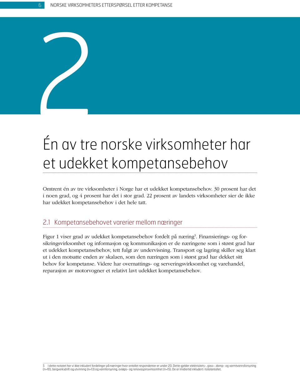 Finansierings- og forsikringsvirksomhet og informasjon og kommunikasjon er de næringene som i størst grad har et udekket kompetansebehov, tett fulgt av undervisning.