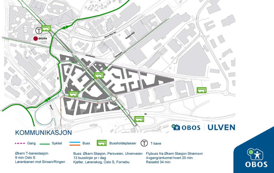 Ulvenveien 13 busslinjer pr i dag Kjeller, Lørenskog, Oslo S, Fornebu